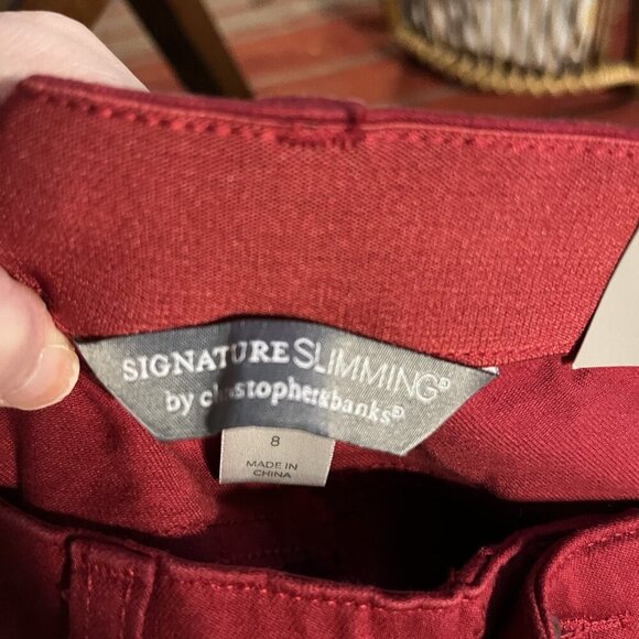 NWT Christopher & Banks Signature Slimming Red Modern Fit Ankle Fit Pants Size 8 - Picture 4 of 8